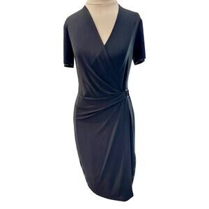 Women's Black Mock Wrap Career Dress Anne Klein size 6 NWT